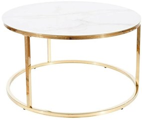 Konferenčný stôl SABINE biely efekt mramoru/zlatý ø 80