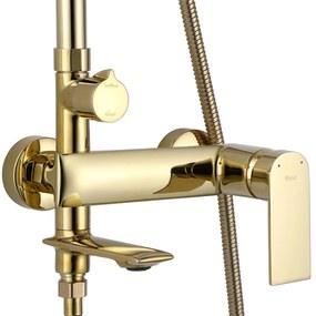 Rea Veneta, vaňová/sprchová súprava s dažďovou hlavovou sprchou a ručnou hlavicou, zlatá lesklá, REA-P7842