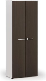Kancelárska skriňa s dverami PRIMO WHITE, 800 x 420 x 2128 mm, biela/wenge