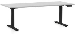 Výškovo nastaviteľný stôl OfficeTech D, 180 x 80 cm, čierna podnož, svetlo sivá