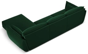 Tmavozelená zamatová rohová pohovka (pravý roh/s leňoškou) Vanda – Mazzini Sofas