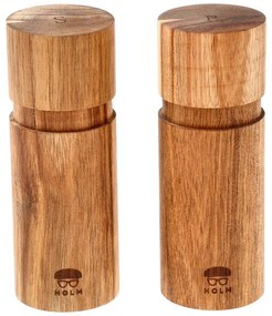 Drevená súprava mlynčekov na korenie a soľ 2 ks v prírodnej farbe – Holm