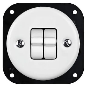 Elhard Okrúhly keramický vypínač s páčkami č.5b (6+6), biely KV1255W