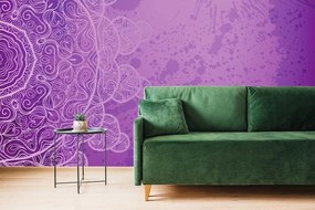 Samolepiaca tapeta fialová arabeska na abstraktnom pozadí - 150x100