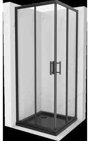 Mexen Rio štvorcová sprchová kabína 90 x 90 cm, transparentnéné, čierna + závesný bidet Flat, čierna - 860-090-090-70-00-4070B