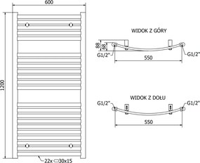 Mexen Helios, vykurovacie teleso 1200x600 mm, 524 W, chrómová, W103-1200-600-00-01