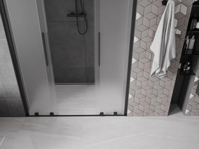 Mexen Velar L Duo, posuvné sprchové dvere do otvoru 160 cm, 8mm sklo námraza, čierna matná, 871-160-003-32-70