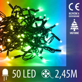 Vianočná led svetelná reťaz vnútorná - 50led - 2,45m multicolour