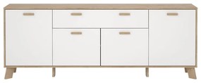 Biela/v prírodnej farbe komoda v dekore duba 196x73x39 cm Ikast – Tvilum