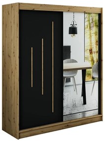 Skriňa Halifax Y2 180 Dub Artisan/čierna/Zrkadlo