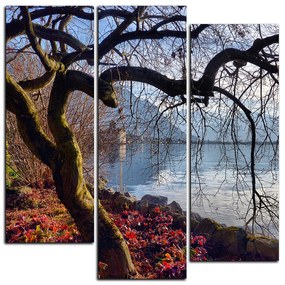 Obraz na plátne - Jeseň pri jazere - štvorec 3198C (105x105 cm)