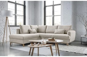 Béžová rozkladacia/s úložným priestorom rohová pohovka (ľavý roh/do L) Scandic Lagom – Miuform