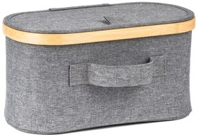Úložný box G21 30 x 15 x 15 cm, bambusový s vekom, sivý