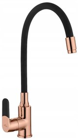 Invena Glamour, stojanková drezová batéria s flexibilným ramenom, čierna-ružové zlato, BZ-08-L14-V
