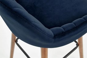 Barová stolička BICKLE – masív, kov, látka, tmavomodrá
