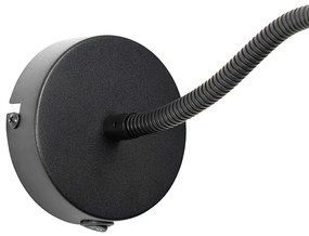 Nástenná lampa čierna s tienidlom čiernym vypínačom a flexibilným ramenom - Merwe