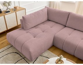 Ružová rozkladacia/s úložným priestorom rohová pohovka (ľavý roh/do tvaru "U") Fuji – Bobochic Paris