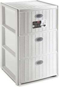STEFANPLAST Plastový úložný regál Elegance, 3 zásuvky, biely
