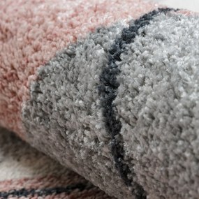 Dywany Łuszczów, Kusový koberec Fusion 5868 white/dark pink, 140x190, ružová, kancelária