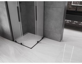 Mexen Velar L Duo, sprchový kút s posuvnými dverami 100 x 100 cm, 8mm sklo námraza, čierna matná, 871-100-100-02-33-70