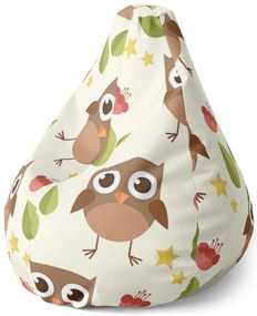 Sedací vak Pear sovy - detský, farebná