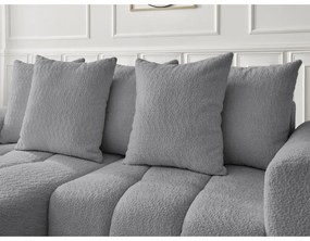 Sivá rozkladacia/s úložným priestorom rohová pohovka z textílie buklé (ľavý roh/s leňoškou) Roxelane – Bobochic Paris