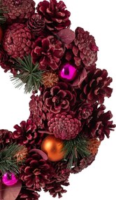 Ružový vianočný veniec so šiškami Pinecone – 34*34*8 cm