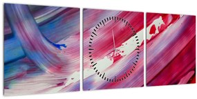Obraz - ružovo modrej farby (s hodinami) (90x30 cm)