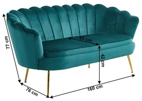 Luxusná pohovka, 2,5 sed, smaragdová/zlatá, Art-deco, NOBLIN