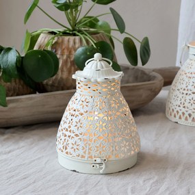 Lampa se vzorem z železa a skla bílá krémová – Ø15*19,5 cm