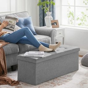 Taburetka L, lavica s úložným priestorom, nosnosť 300 kg, 110 x 38 x 38 cm, svetlošedá