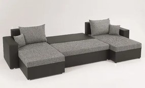 Sedacia súprava Rumba, tvar U, čierna ekokoža/melírová tkanina