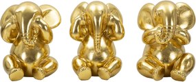 Sada 3 ks dekoratívnych figúrok Elephant zlatá