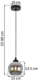 Závesné svietidlo Costa, 1x grafitové sklenené tienidlo, b