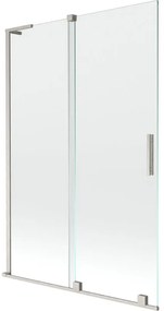 Mexen Velar L, 2-krídlová posuvná vaňová zástena 120 x 150 cm, 8mm číre sklo, brúsená oceľ, 896-120-003-01-97