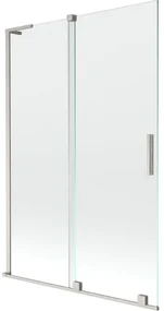 Mexen Velar L, 2-krídlová posuvná vaňová zástena 120 x 150 cm, 8mm číre sklo, brúsená oceľ, 896-120-003-01-97