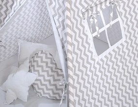 Bobono Stan Teepee pre deti + ozdobné perie - Chevron šedá