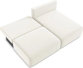 Krémovobiela zamatová rozkladacia/s úložným priestorom rohová pohovka (pravý roh/s leňoškou) Kalena – Makamii