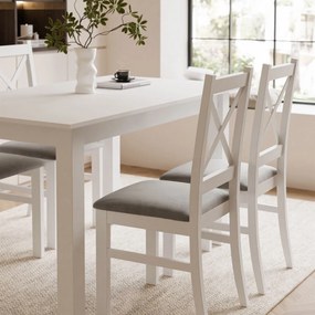 ROZKLÁDACÍ JEDÁLENSKÝ STÔL DANILO BIELY 140 / 195 cm + 4 STOLIČKY PAROS 02