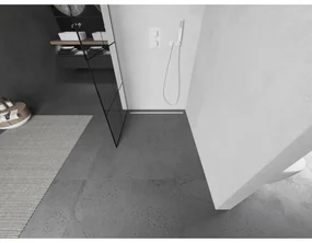 Mexen Kioto, Walk-In sprchová zástena 70 x 200 cm, 8mm sklo číre/čierny vzor, biely profil, 800-070-101-20-77