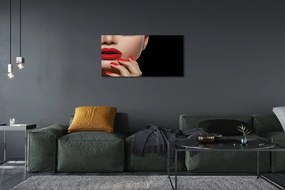 Obraz canvas Žena červené pery a nechty 100x50 cm