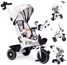 Detská trojkolka s otočným sedadlom a strieškou biela ECOTOYS