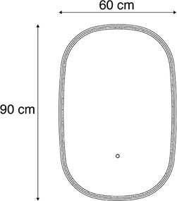 Kúpeľňové zrkadlo medené vrátane LED 3-stupňové stmievateľné s dotykovým oválom - Miral