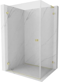 Mexen Lunar-B L sklápací sprchový kút ľavý 80 x 70 cm, číre sklo, zlatá matná, 832L-080-070-55-00-L