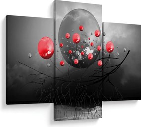 Obraz červených abstraktných gulí (90x60 cm)