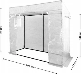 Záhradný biely fóliovník na paradajky 200 x 77 x 168 cm