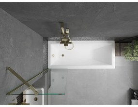 Mexen Next, vaňová  zástena 1-krídlová 50 x 150 cm, fixné krídlo, 6 mm číre sklo, zlatý profil, 895-050-000-00-00-50