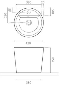 Bathco 4057 - Umývadlo na dosku FLORENCIA pr. 42 cm porcelán/biela