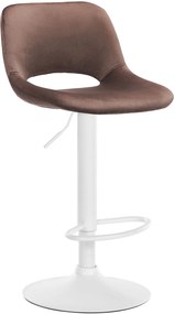 Barová stolička Camden - zamat, biely rám Hnedá