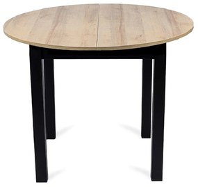 JAKS Okrúhly rozkladací stôl Harry 102 až 142 cm dub Riviera čierne nohy
